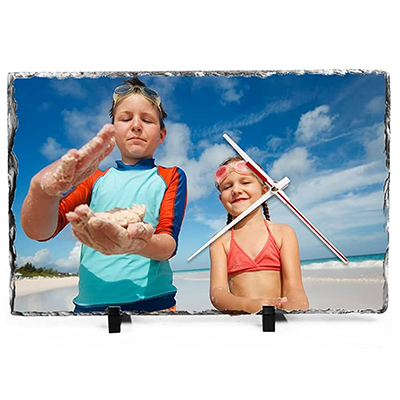 Large Clock Photo Rock Slate 25cm x 40cm