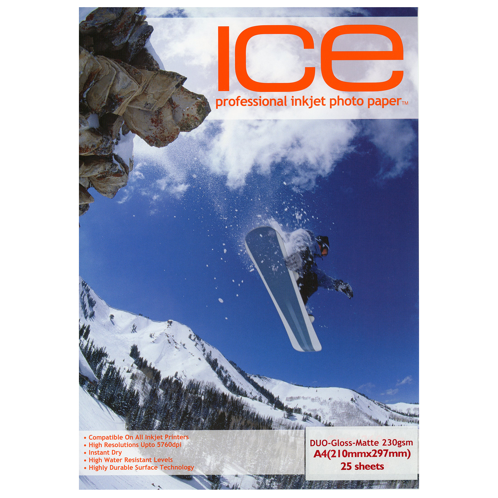 Ice Professional A4 Duo Gloss/Matte Inkjet Photo Printing Paper – 230gsm – 25 Sheets