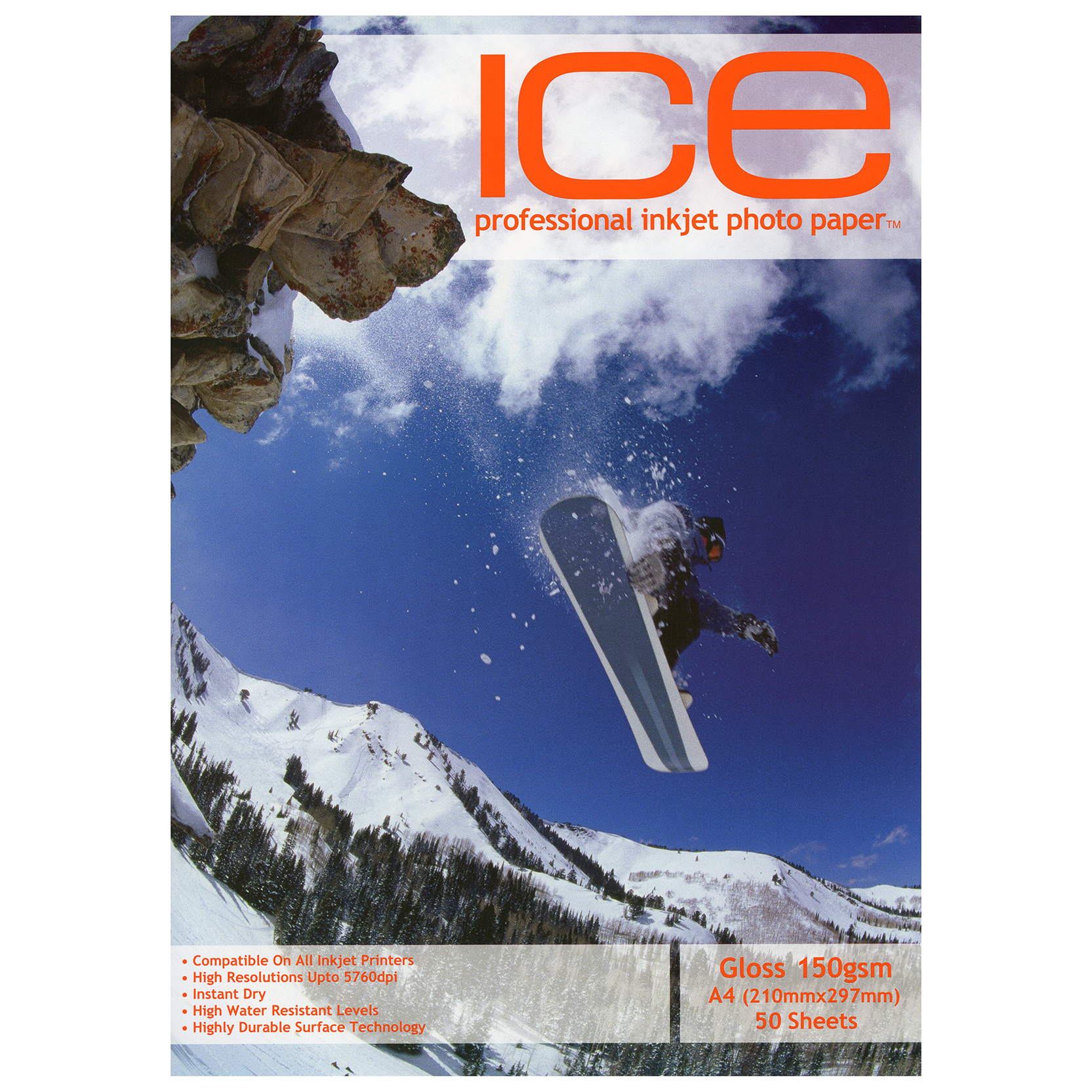 Ice Professional A4 Gloss Inkjet Photo Printing Paper – 150gsm – 50 Sheets