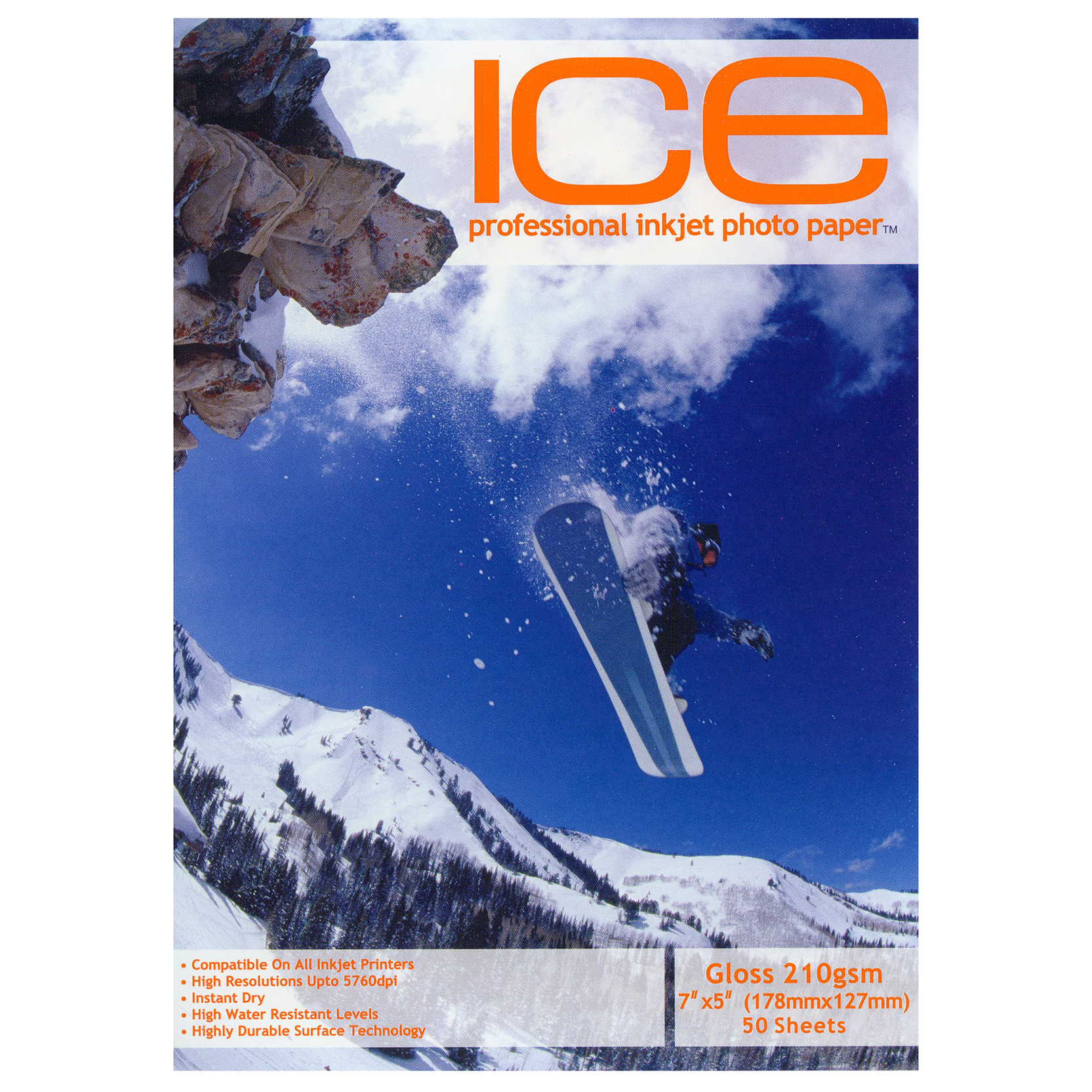 Ice Professional 7″x5″ Gloss Inkjet Photo Printing Paper – 210gsm – 50 Sheets
