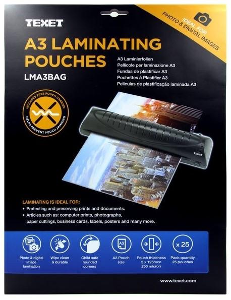 Texet A3 250 mcn Pack 25 Laminating Pouches