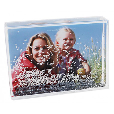 6X4 Acrylic Photo Block With Silver Glitter
