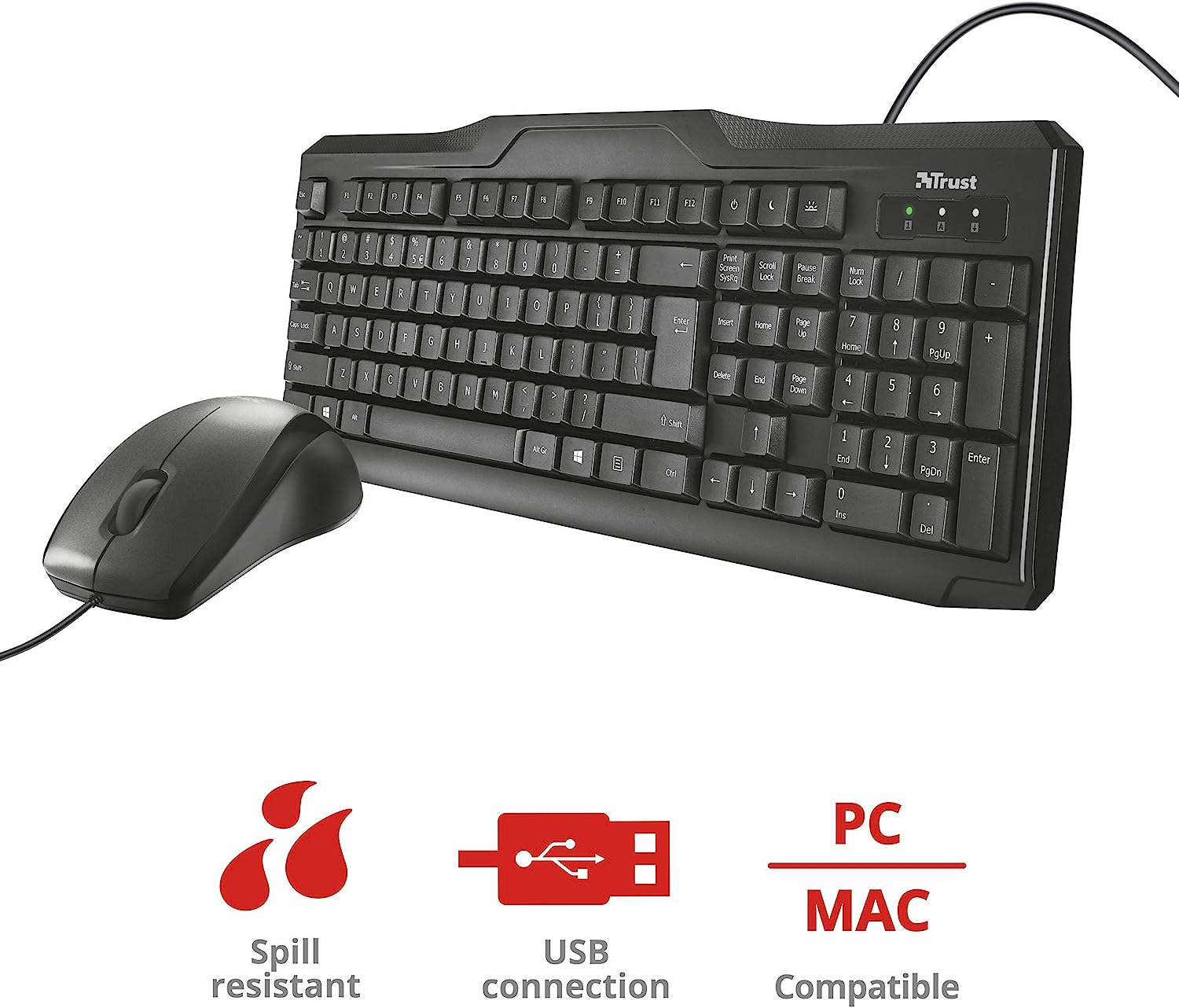 Trust Classicline Keyboard & Mouse Wired QWERTY UK, Black