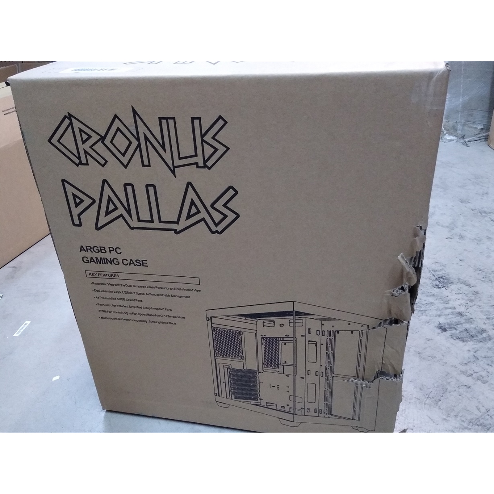 CRONUS Pallas Case, Gaming, White, Mid Tower, 1 x USB 3.0 / 2 x USB 2.0, Tempered Glass Front & Side Window Panels, RGB LED Fans, ATX, Micro ATX, Mini-ITX, Stealth Motherboard Compatible