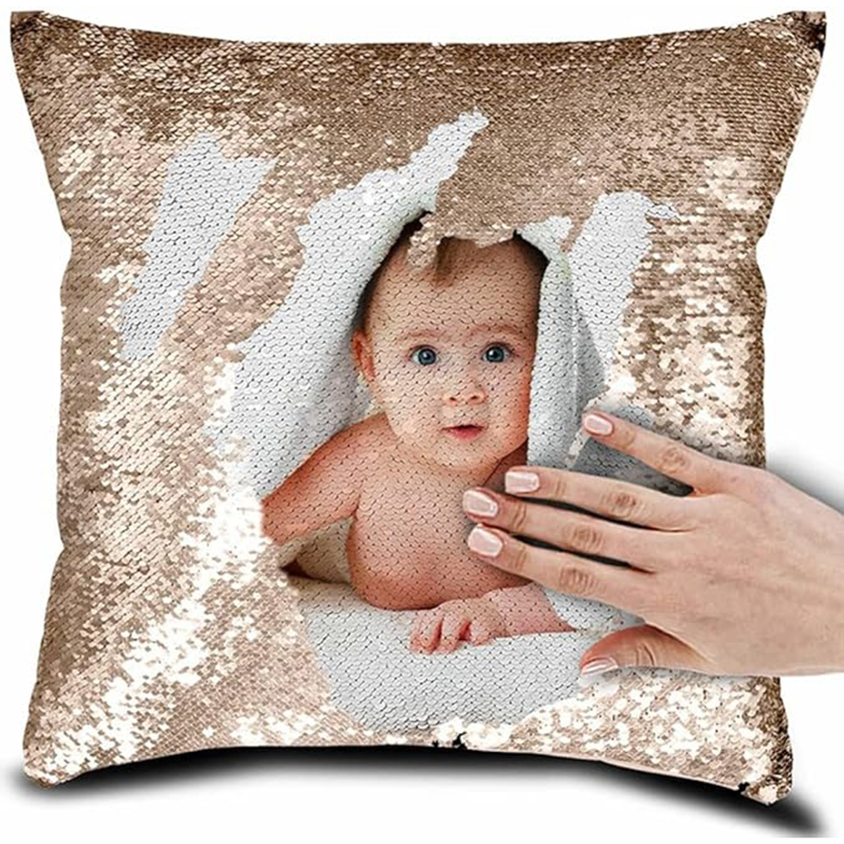 Champagne Gold Sequin Cushion 40x40cm