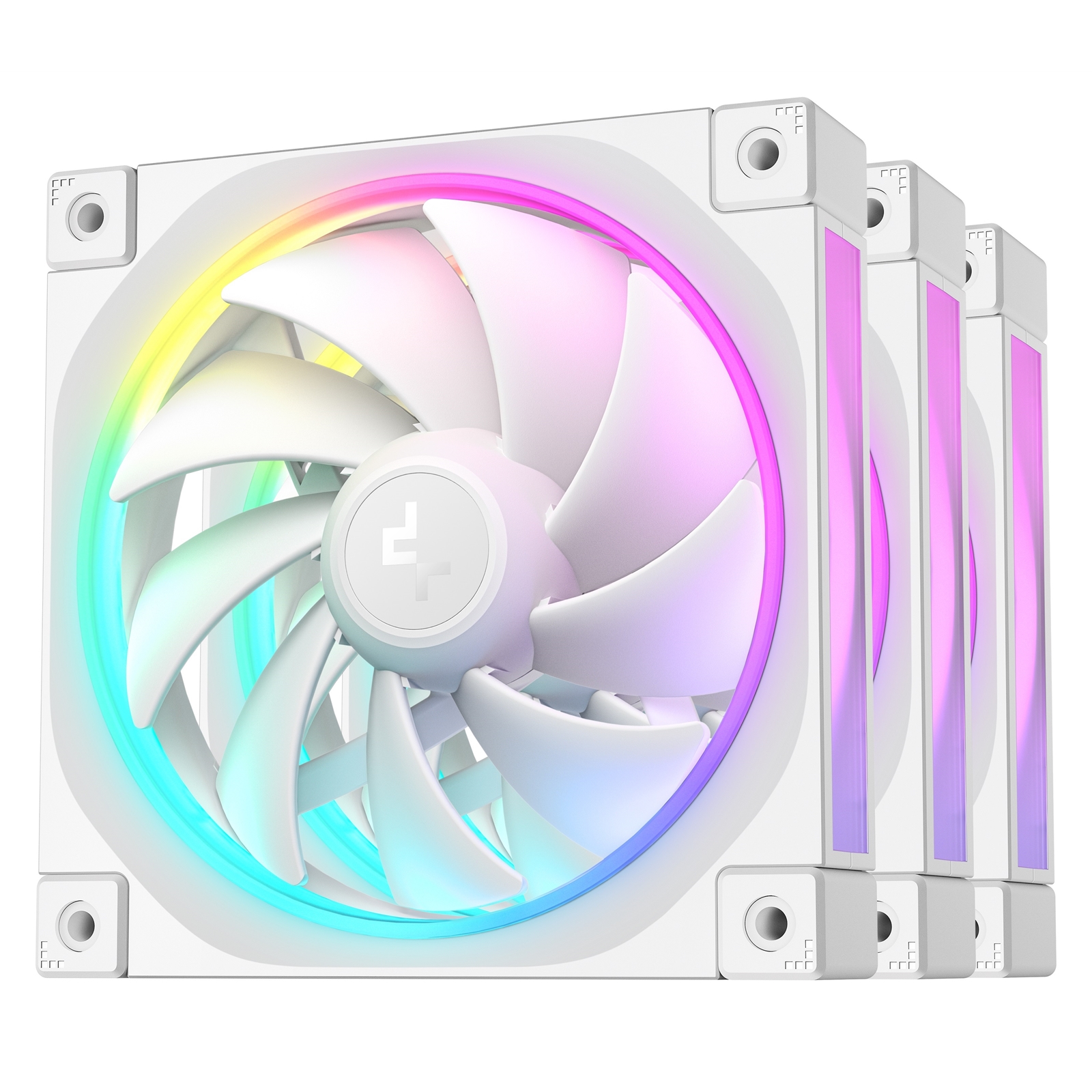 DeepCool FL12 120mm PWM 3 Pack White Fan – High Performance, Low Noise, Fluid Dynamic Bearing, 36 ARGB LEDs, 500-2150 RPM, 55 CFM Airflow, 4-Pin PWM Control