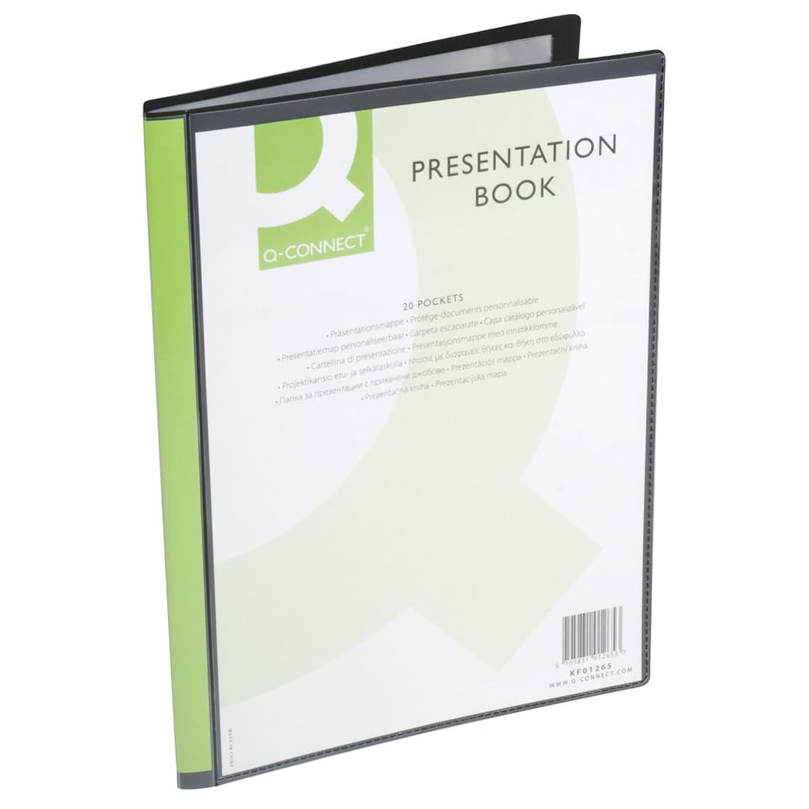 Q-Connect A4 20-Pocket Presentation Display Book – Black