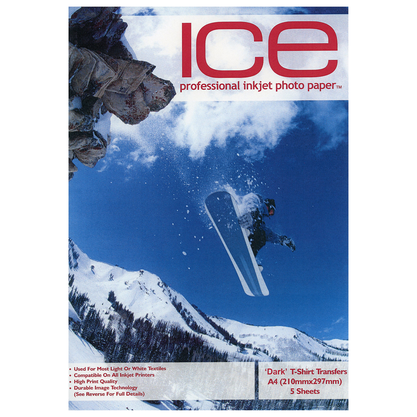 Ice Professional A4 Dark T-Shirt Transfer Inkjet Printing Paper – 5 Sheets