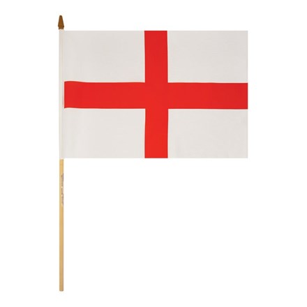 ST GEORGE HAND FLAG NYLON W/WOOD STICK 45X30CM