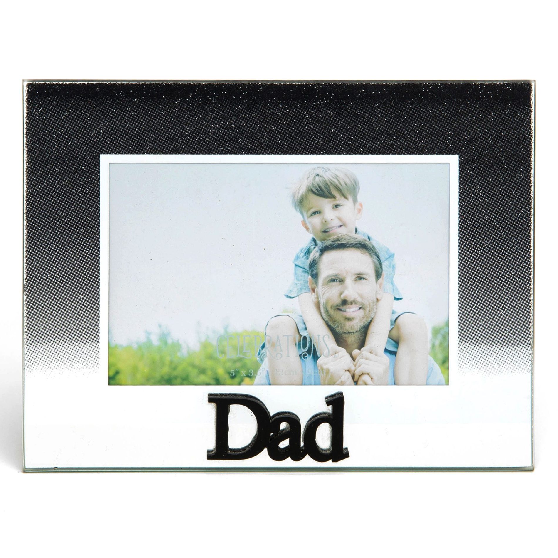 5″ x 3.5″ Black Glitter Glass Frame – Dad