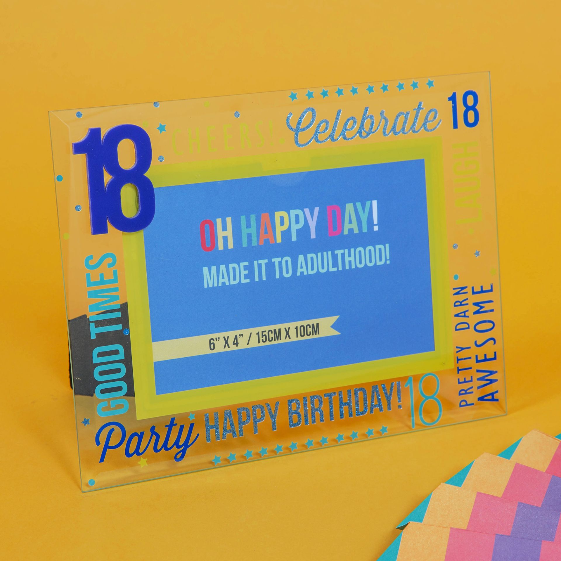 6″ x 4″ – Oh Happy Day! Glass Photo Frame – Blue 18