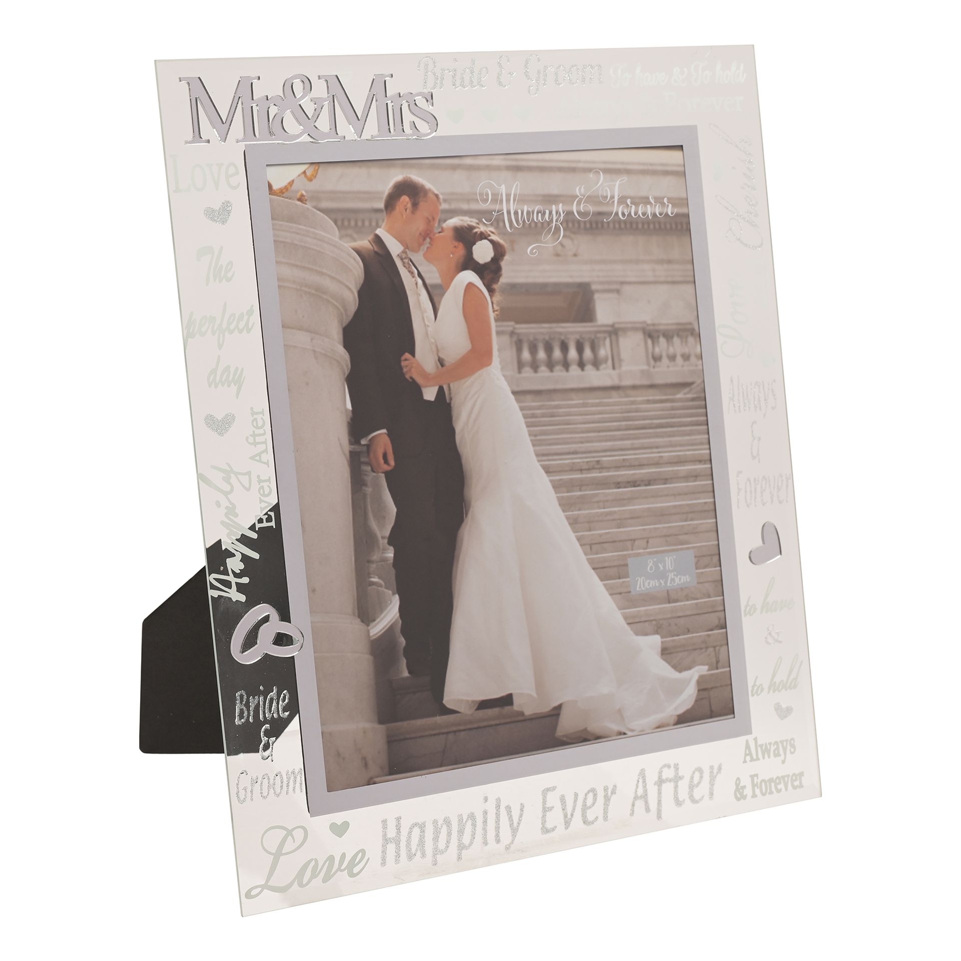 8″ x 10″ – Mirror Glass & Glitter Frame – Mr & Mrs