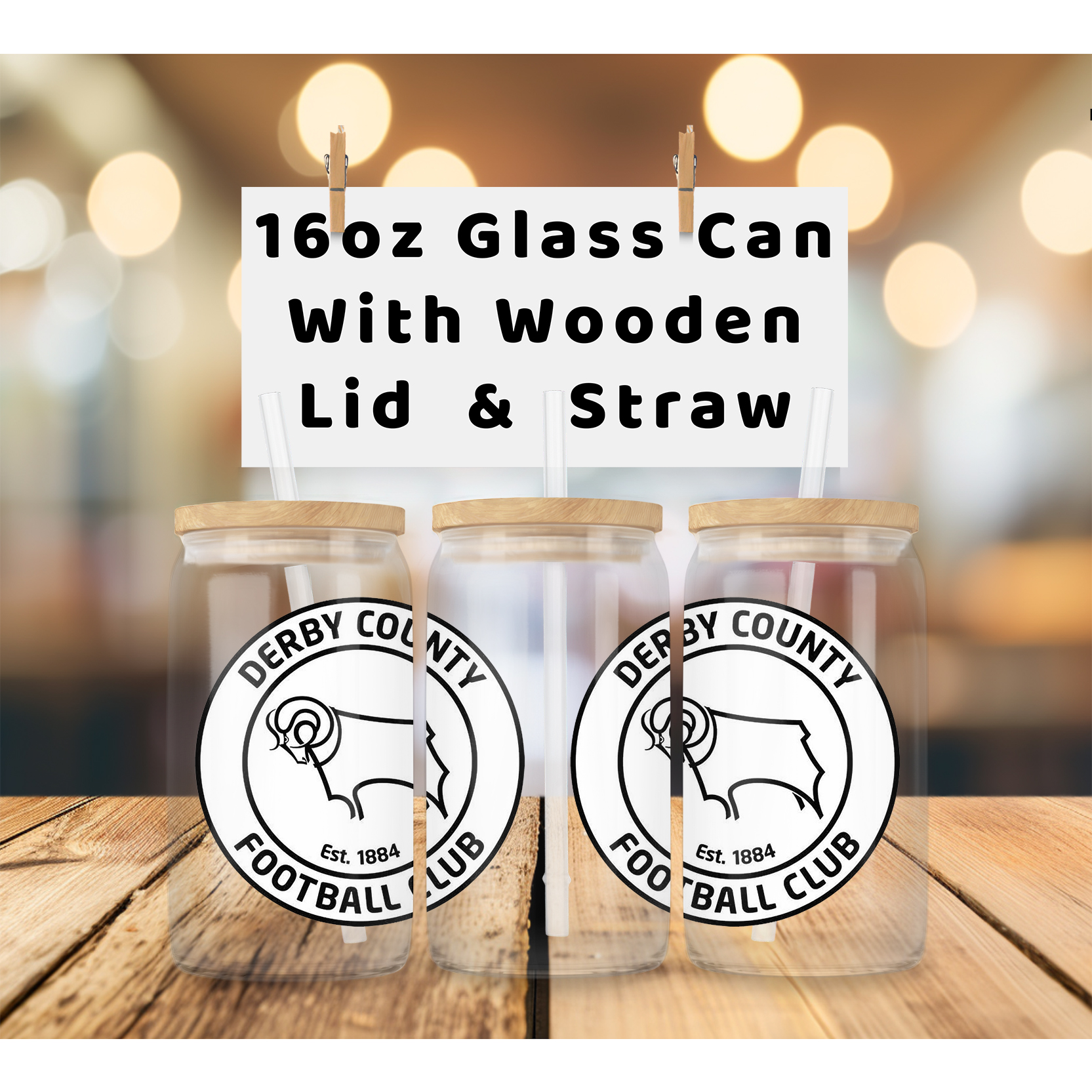 Derby County FC Glass Can Tumbler 16oz