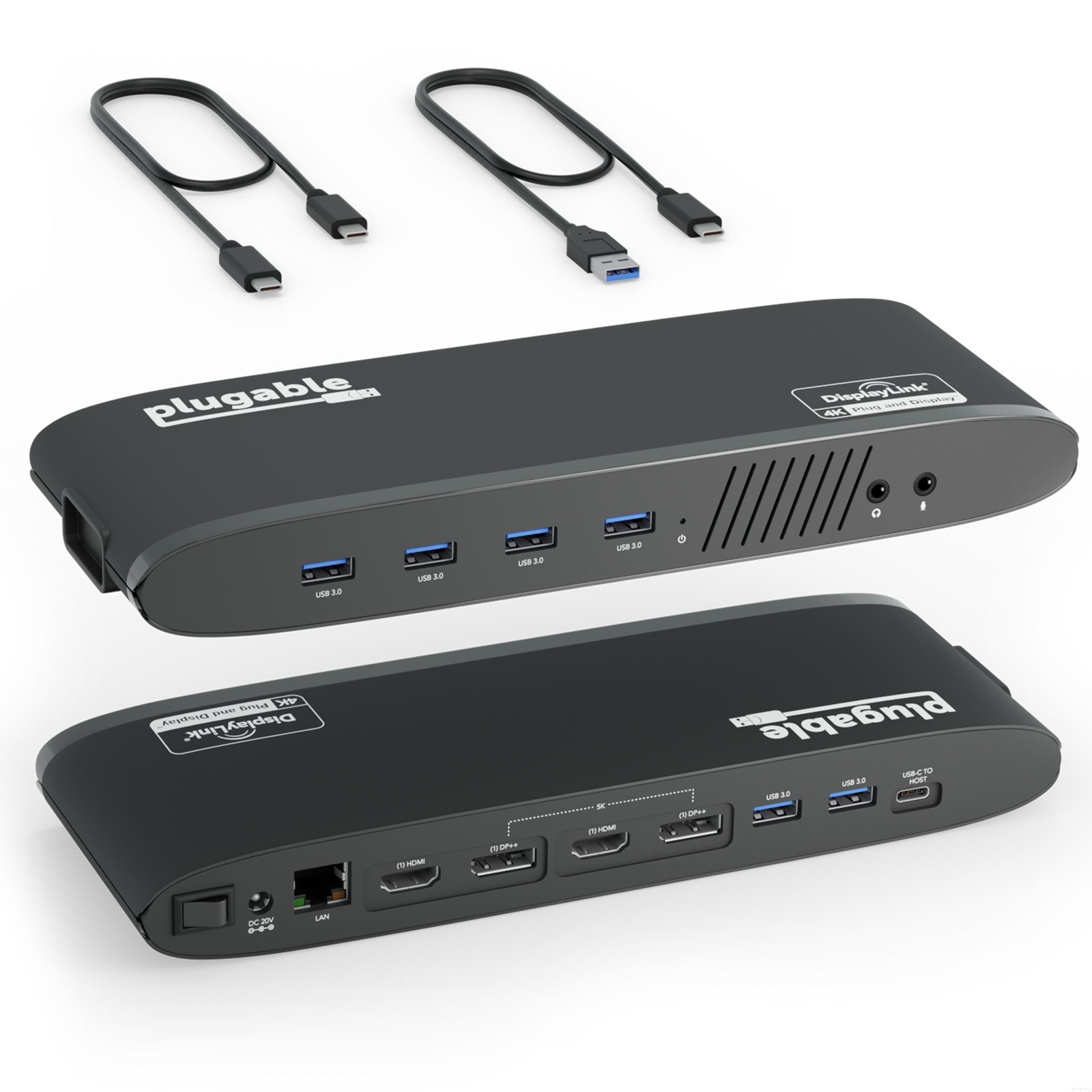 Plugable UD-6950H Universal Dual Monitor 4K USB-A/USB-C DisplayLink Certified Docking Station